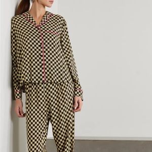 Rixo Austin Checked Woven Pajama Top Casual Loungewear Size 2 NWT